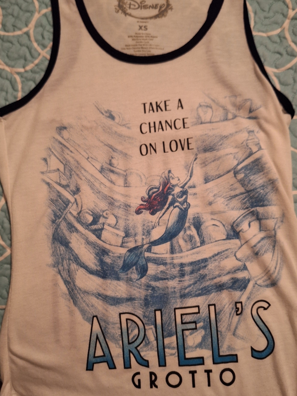 Disney Ariel's Grotto Girls White & Navy Tank Top